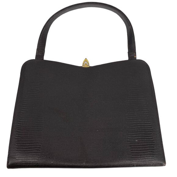 Rich craft women brown lizard leather twist closure handbag - Picture 3 of 6